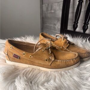 Sebago docksides vintage womens leather Brown Boat Shoes size 8 nautical summer